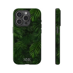 Dark Green Jungle Palm Leaf Monstera Plant Pattern Phone Case | Jungle Nature Atmosphere | Jungle Leaves Design | iPhone | Pixel | Samsung