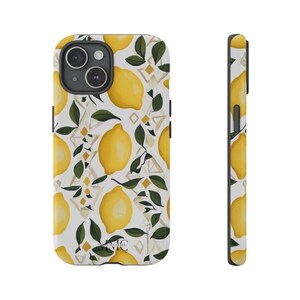 Handgezeichnete realistische Zitrone Muster Handyhülle | Lebendiges Sommer Design I Handyhülle | Zitrone Frucht Handyhülle |iPhone |Pixel |Samsung