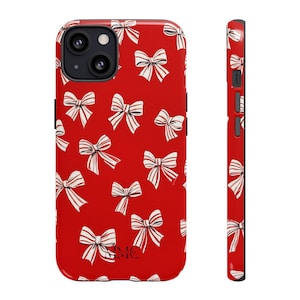 Custodia per telefono con motivo a nastro bianco carino / Stile carta da regalo natalizia / Custodia per telefono con nastro bianco / Custodia per telefono per ragazza / iPhone / Samsung / Pixel