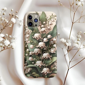 Vintage Floral Watercolor Style, Lily of the Valley Phone Case, Vintage watercolor flower case for iPhone, May birthstone flower, Phone Case