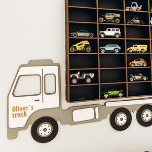 Custom Truck Wall Organizer for Toy Cars | Car Display Shelf with Name | Nursery Room Storage Decor | Christmas Gift for a Child