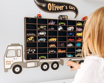 Personalisierte Spielzeugauto Parkgarage, Spielzeug für Kleinkinder, Geburtstagsgeschenk für Jungen, Montessori Kleinkind Geschenk, Spielzeugauto Aufbewahrung