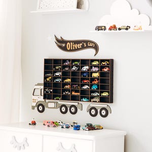 Truck Shaped Wall Shelf for Toy Cars | Car Display Organizer | Custom Name Gift for Boys Room Decor | Christmas Gift for a Child