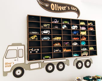 Personalized Handcrafted Wooden Wall Shelf for Your Child’s Toy Car Collection