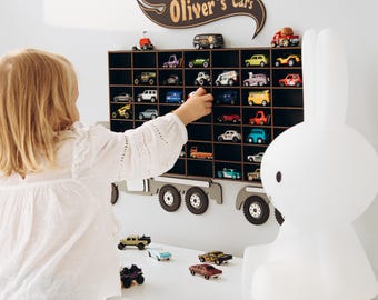 Estante de madera personalizado para camión, organizador de coches en miniatura, decoración para habitación infantil