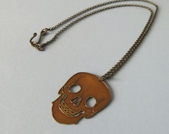 Brass Skull Necklace Anatomy Jewellery Anatomical Jewelry Medical Necklace Skeleton