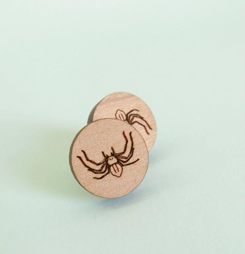 Huntsman Spider Circle Earrings Laser Cut Wood Science JewelleryBiolog Jewelry Biology Anatomy Cells image 5
