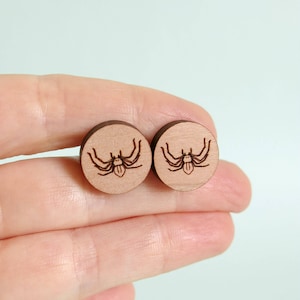 Huntsman Spider Circle Earrings Laser Cut Wood Science JewelleryBiolog Jewelry Biology Anatomy Cells image 1