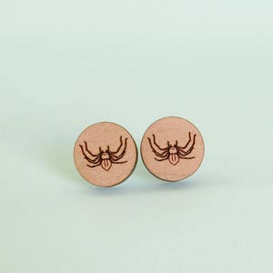 Huntsman Spider Circle Earrings Laser Cut Wood Science JewelleryBiolog Jewelry Biology Anatomy Cells image 2