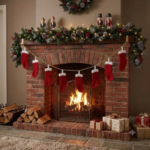 Hand-Knitted Mini Christmas Stocking Garland