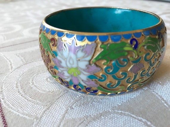 Cloisonné Bracelet, Statement Bracelet, Chinese J… - image 2