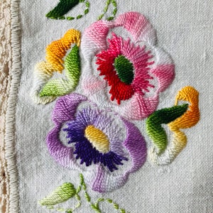 Vintage Runner, Hand Embroidered, Vibrant, Handmade, Tabletop Decor, Floral Embroidery, Dresser Scarf, Boho Bedroom