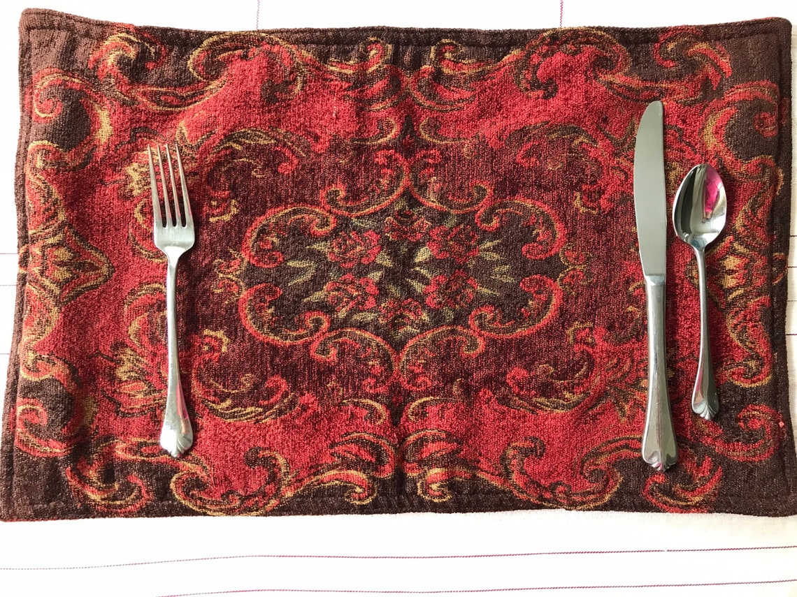 Tapestry Placemats, Set of 2, Bohemian Placemats, Harvest Dining