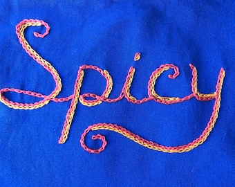 Hand Embroidered Apron, Spicy Gift, Kitchen, Birthday, Cook Gift, Home Cooking, BBQ, Blue Apron, Fathers Day, Hand embroidered