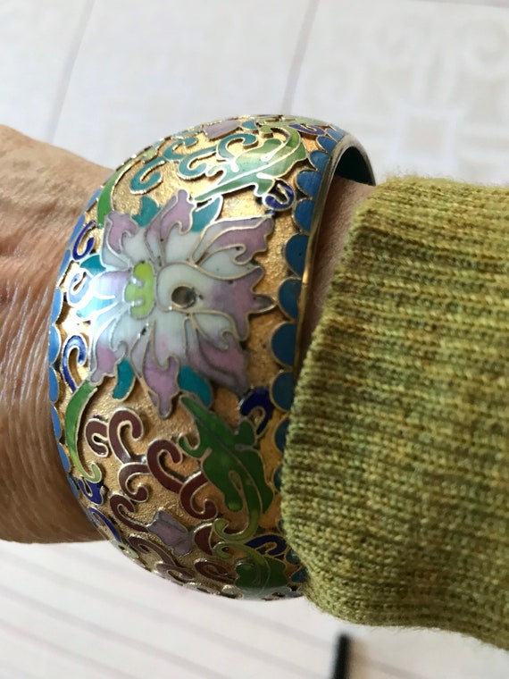 Cloisonné Bracelet, Statement Bracelet, Chinese J… - image 3