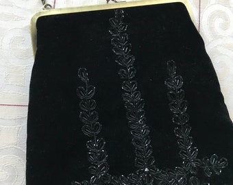 Beaded Velvet Evening Bag, 1930s style, Velvet Handbag, Wedding Handbag, Glam Handbag, Ladylike Handbag