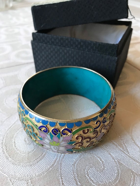 Cloisonné Bracelet, Statement Bracelet, Chinese J… - image 7