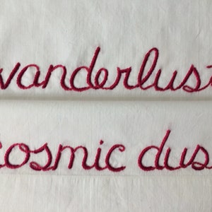 Wanderlust, Pillowcases, Hand embroidered, Vintage home, Boho bedroom, Nomad, Travel Gift, Cosmic, Handmade, OOAK, Bespoke