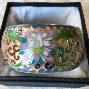 Cloisonné Bracelet, Statement Bracelet, Chinese Jewelry, Enamel Bracelet, Multi-color Bracelet, Bangle Bracelet, Floral Bracelet