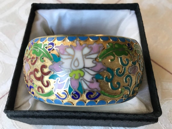 Cloisonné Bracelet, Statement Bracelet, Chinese J… - image 1