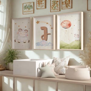 Aries Zodiac Sign Nursery Wall Art | Astrology Baby Room Prints & Name Letter Decor | Digital Download