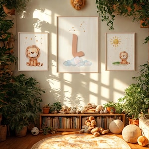 Astrology-Inspired Baby Room Leo Zodiac Sign Prints & Name Letter Decor | Digital Download Art