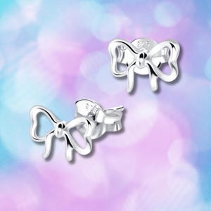 Sterling Silver Bow Stud Earrings: Dainty Ribbon Jewelry