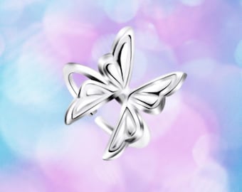 Sterling Silver Butterfly Ear Cuff: Non Pierced Cartilage Jewelry