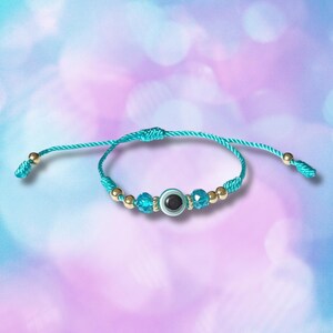 Evil Eye Braided Bracelet: Crystal Charm, Adjustable Protection Jewelry