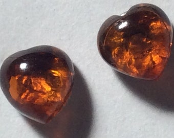 Baltic Amber Heart Shaped Ear Studs Stud Earrings Totally Titanium Posts and Clutches Hypo Allergenic Made in Newfoundland Energy Natural