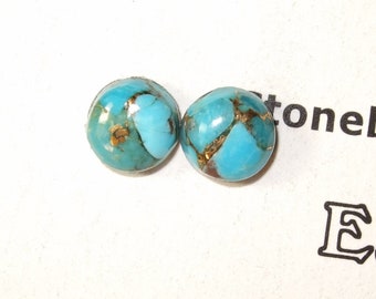 Blue Copper Turquoise 8mm Round Titanium Ear Posts Backings Friendship Studs Post Earrings Earings Hypo Allergenic