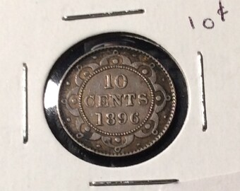 1896 Newfoundland Ten 10 Cent Piece Silver