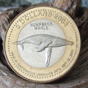 Collectible Trinity Bight Trade Dollar Newfoundland and Labrador Humpback Whale Map BiMetallic 2003 Three Dollars image 2