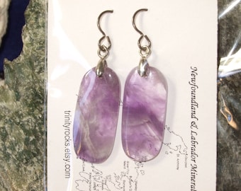 Purple Amethyst Earrings Dangle Earings Titanium Ear Wires Hypo Allergenic Made in Newfoundland