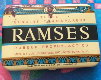 Ramses Tin 1947 Enamel with inserts Collectible Condom Tin
