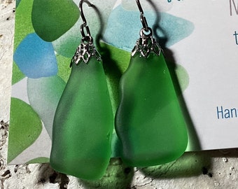 Vintage Beach Sea Glass Dangle Earrings Mermaids Tears Titanium Ear Wires Hypo Allergenic  Beach Findz Newfoundland