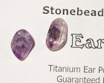 Longer Post Newfoundland Natural  Amethyst Stud Type Earrings Earings Titanium Hypo Allergenic Handmade in Newfoundland Purple