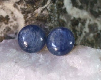 10mm Blue Kyanite Titanium Studs Earrings Earings Hypo Allergenic Made in Newfoundland Throat Chakra