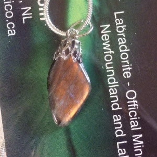 Labradorescence Exists  Nain Labrador Canada Labradorite Bronze Orange Flash Sterling Silver Chain Newfoundland