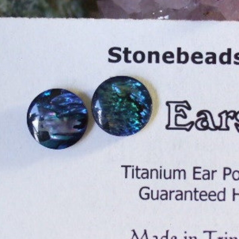 Sterling Silver Paua Shell Scroll Twist Drop Earrings in Blue