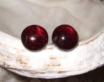 Longer Post Red Garnet 6mm Round Stud Earrings Earings Titanium Ear Post and Clutch Hypo Allergenic