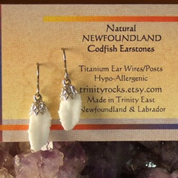 Memories of Newfoundland Codfish Ears Dangle Earrings Titanium Ear Wires Hypo Allergenic Natural Unique