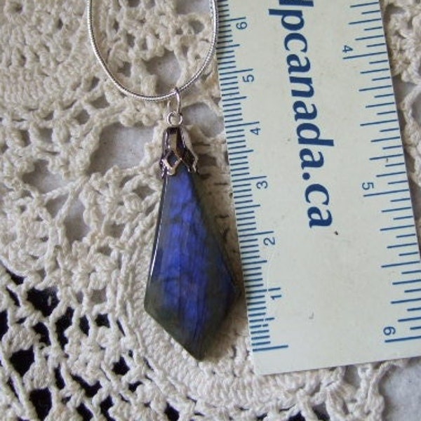 Labradorescence Exists Labradorite Pendant Necklace Sterling Silver Chain Made in Newfoundland Natural