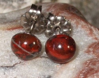 Ear Studs 6mm Poppy Jasper Titanium Posts and Clutches Hypo Allergenic Made in Newfoundland Relaxation