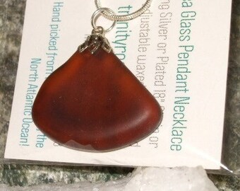 Vintage Beach Sea Glass Pendant Necklace 18 Inch Sterling Silver Brown Beach Findz Newfoundland