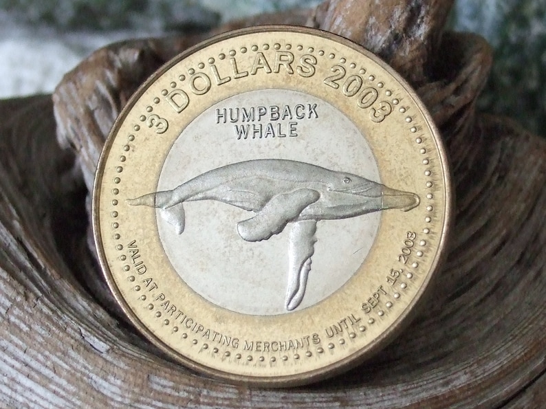 Collectible Trinity Bight Trade Dollar Newfoundland and Labrador Humpback Whale Map BiMetallic 2003 Three Dollars image 2