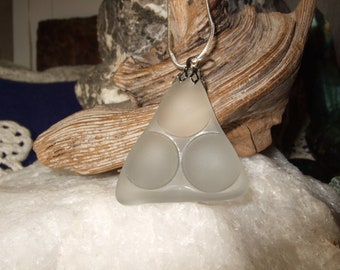 Seafoam Bubbles Tumbled Beach Sea Glass Pendant Necklace Newfoundland Atlantic Ocean Sterling Silver Chain