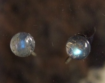 Longer Posts Labradorescence Exists Labradorite 4mm Round Stud Earrings Earings Titanium Post and Clutch Flash Hypo Allergenic Tiny
