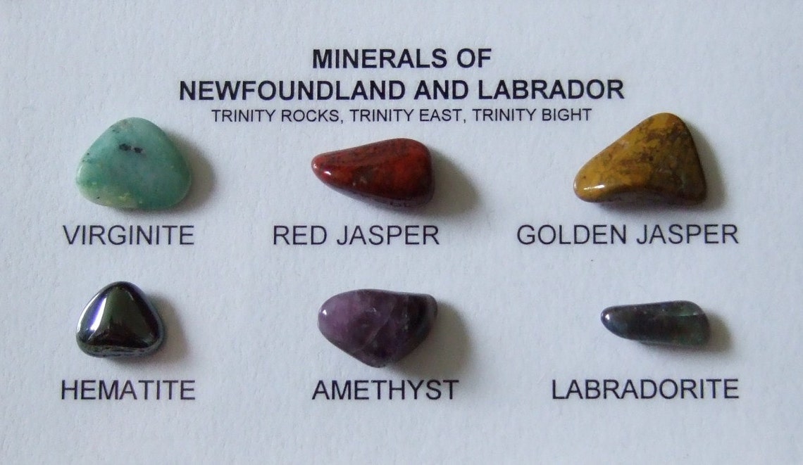 Newfoundland and Labrador Minerals Rock Chart Tumbled Polished