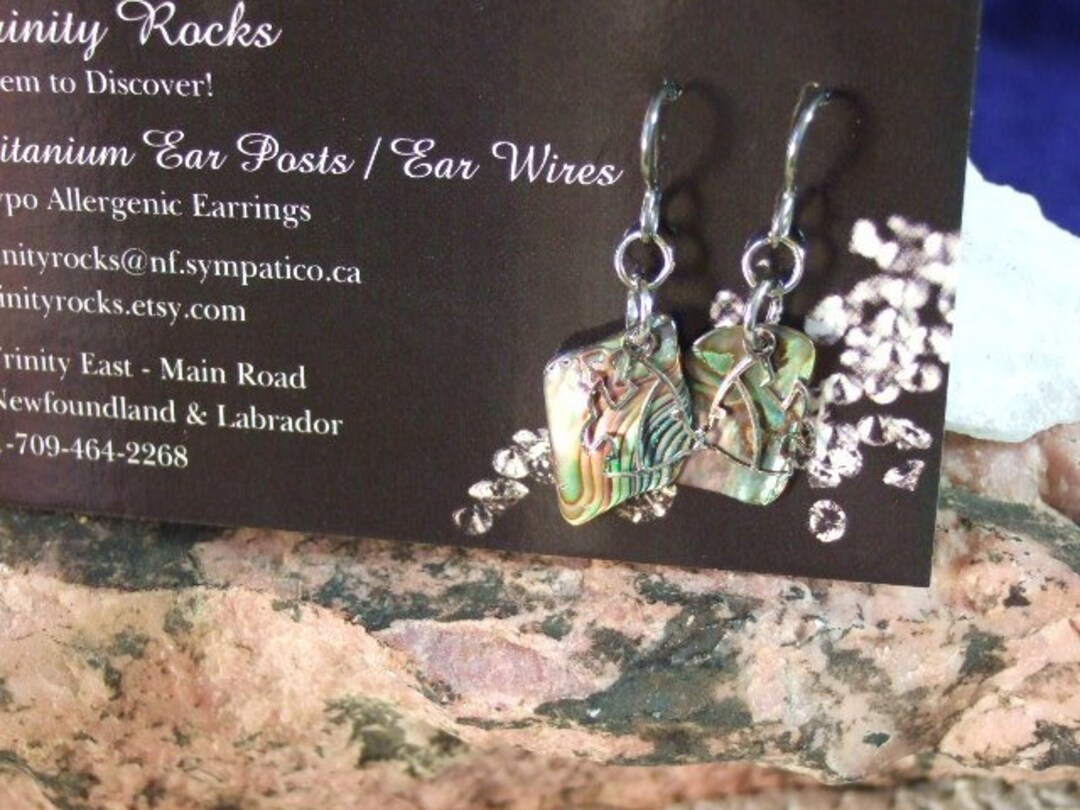 Paua Shell With a Fish Dangle Earrings Earings Titanium Ear Wires ...